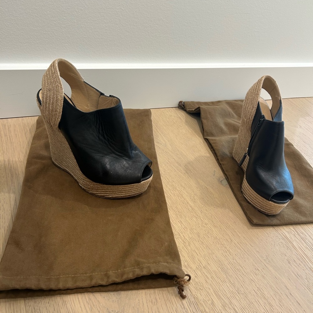 Gucci Wedge Peep-Toe Slingback Wedges